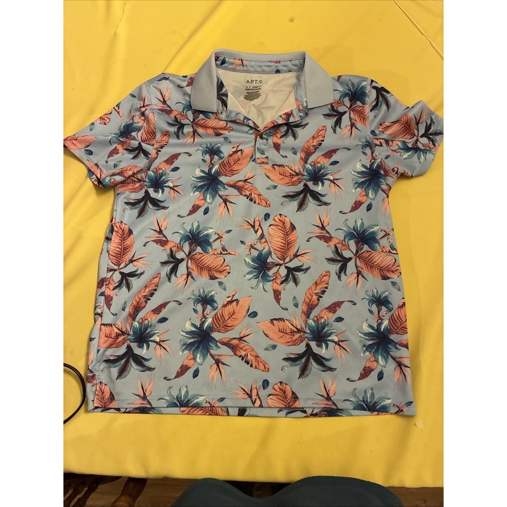 Apt. 9 Premier Flex Performance Men's Floral Polo Shirt Size large Hawaiian - Picture 7 of 11